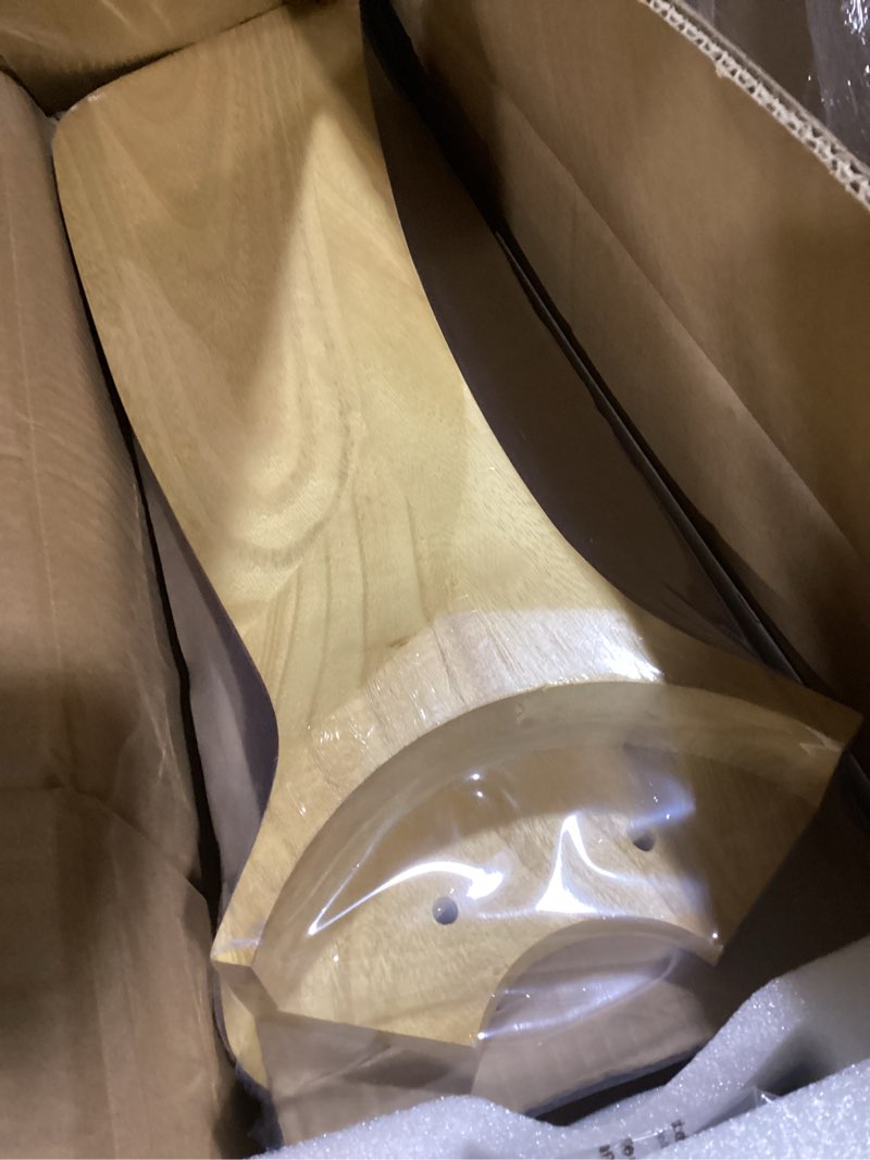 Condition photo showing Good Condition for Flush Mount Ceiling Fans with Lights,42 inch,Remote Control,Wall Switch,Solid Wood Blades,Dimmable,Reversible Noiseless,Power Off Memory Modern Ceiling Fan Indoor/Outdoor for Bedroom Patios White Natural Wood Flush Mount 42 inch