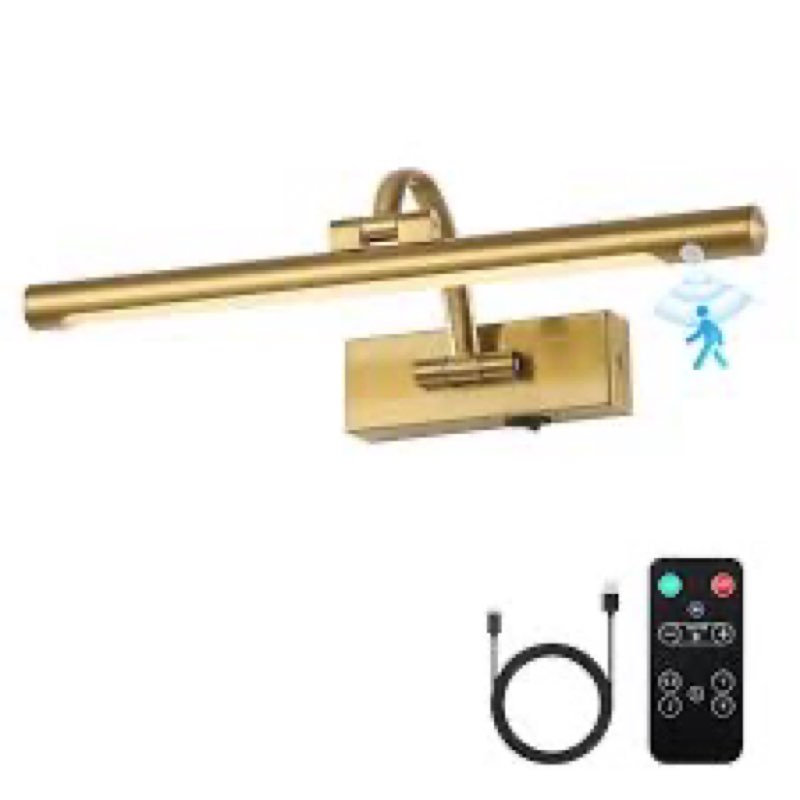 DESOOP Wireless Brass Picture Lights for Wall Motion Activated, Motion Sensor Art Lights Auto-Off Ga