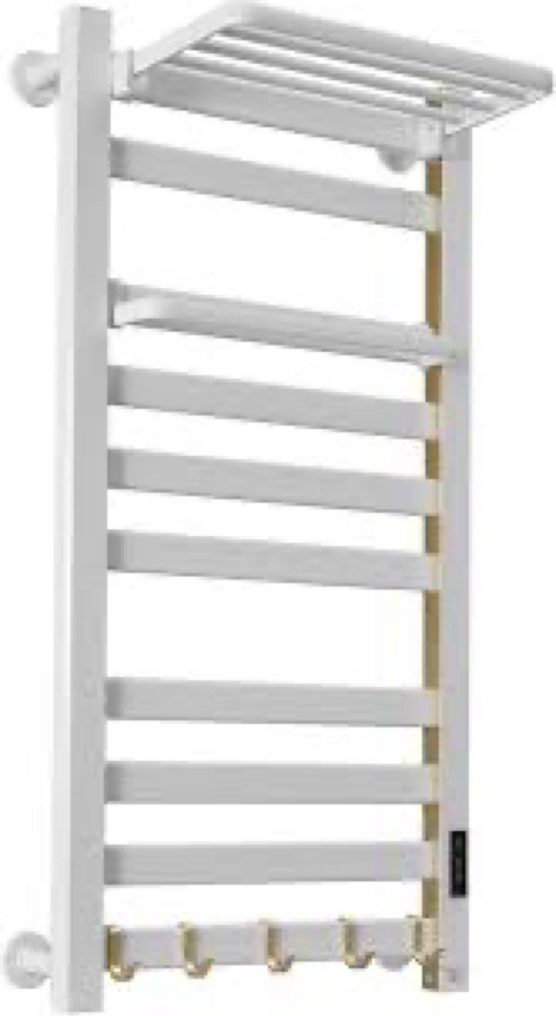 HYYTEIBL Towel Warmer Rack with Top Shelf, Wall Mounted Heated Towel Racks for Bathroom, 10 Bars Alu