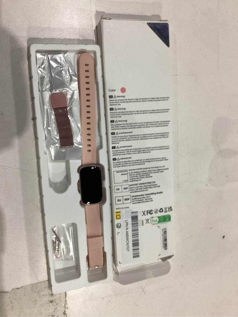 Condition photo showing Good Condition for Fitness Trackers for Women Smart Watch: Fitness Tracker with 24/7 Heart Rate Monitor SpO2 Sleep Step Tracker, Pedometer Fitness Watches for Women with 5ATM Waterproof for iPhone Android 2 Bands Pink Rose 1.47