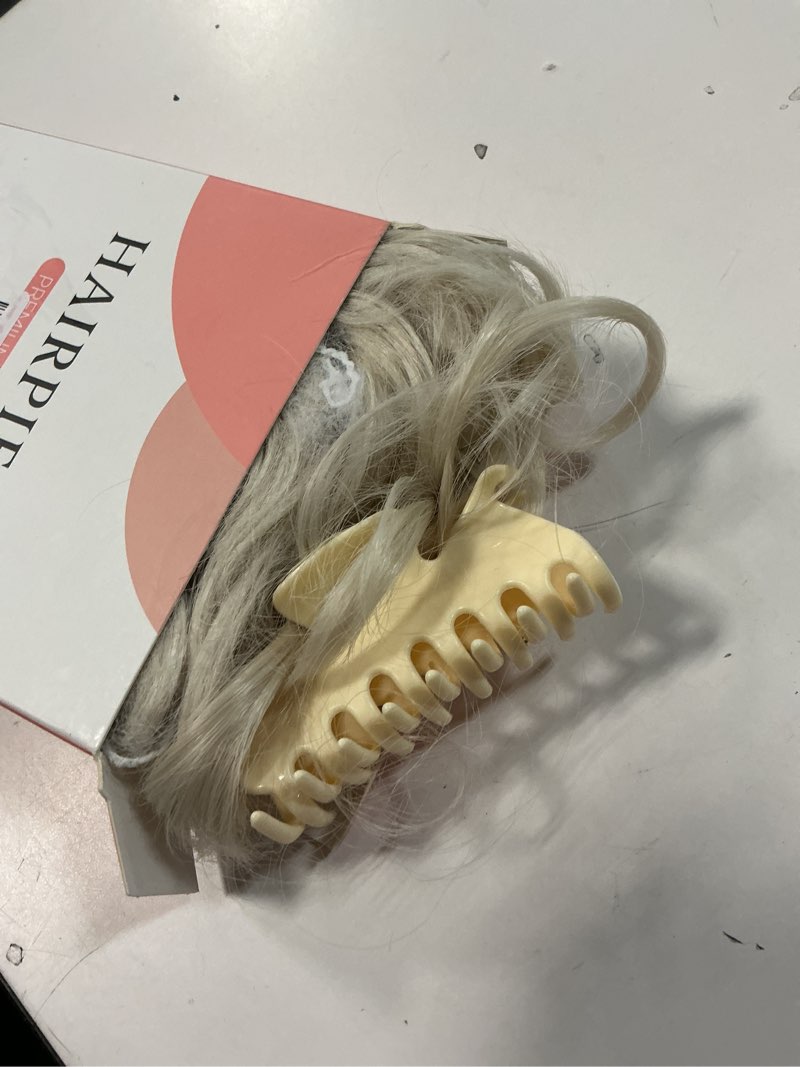 Condition photo showing Good Condition for sarla 2pcs messy bun hair pieces for women detachable claw clip wavy curly synthetic hairpieces for updos with tendrils fake scrunchies ponytail extension platin blonde 2pcs-platin blonde
