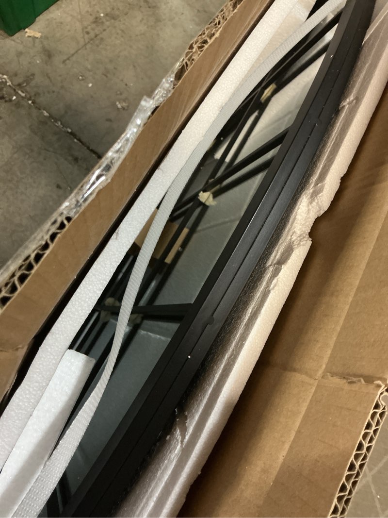 Condition photo showing Good Condition for wamirro wide window pane black mirror,farmhouse arched wall mirror,mantel mirror for fireplace/entryway/hallway/living room,33“x24” black-2 24"l x 33"w