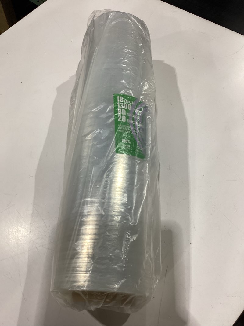 Condition photo showing New/Like New for 4 roll stretch wrap for moving with wrap holders - 18in wide, 1300ft plastic stretch wrap roll for packing, wrapping furniture, pallet, luggage, boxes - clear shrink film - moving supplies 18 in / 1,300 ft 4 roll