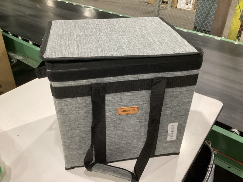 Condition photo showing Good Condition for musbus 1 pack reusable grocery bags insulated tote with lid – foldable cooler bag hook & loop closure, thermal lining, reinforced bottom, 30l heavy duty box, water-resistant for shopping picnic trunk 1 insulated hard shell with base