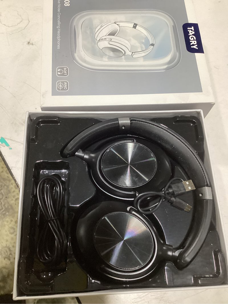 Condition photo showing Good Condition for TAGRY Active Noise Cancelling Bluetooth Headphones 100H Playtime Wireless Over Ear Headphone with Fast Charging Hi-Res Audio Headsets Comfort Earcups for Commute Travel Office Phone PC Black