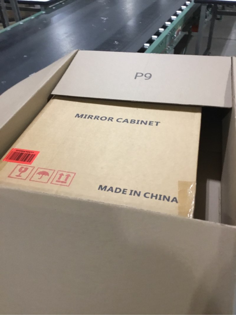 Condition photo showing New/Like New for Black Plastic Bathroom Medicine Mirror Cabinet 16 x 22 inch, Surface and Recessed Mount, Beveled Edge Mirror Black 16x22 inch Beveled Edge Mirror