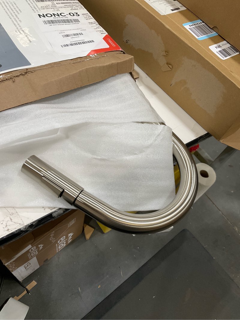 Condition photo showing As Is for Lippert Components Flow Max Bullet Pull-Down Kitchen Faucet with Toggle Stream/Spray Options, 304-Grade Stainless Steel Construction for Residential Homes or RV Kitchens - 719333