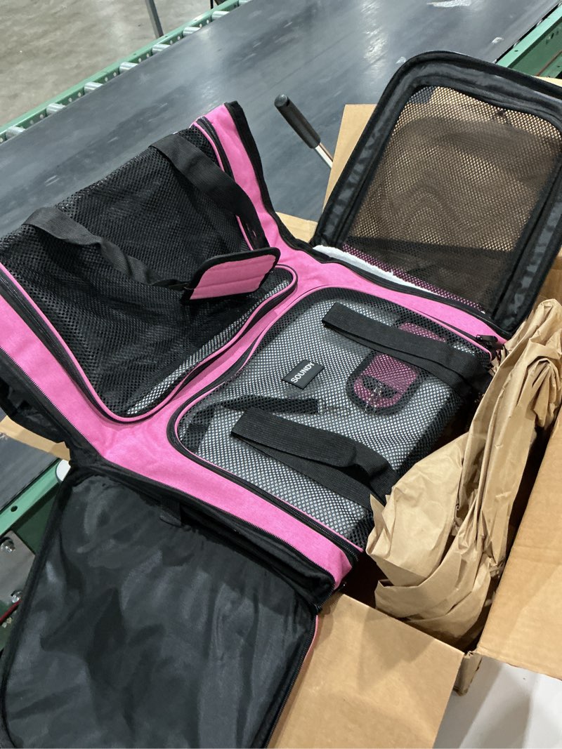 Condition photo showing Good Condition for soundy large cat carrier dog carrier under 25 lbs,collapsible ventilated portable pet bag with soft sided breathable mesh for long car trips maxi load 2 kittens or small, medium dog (large pink)