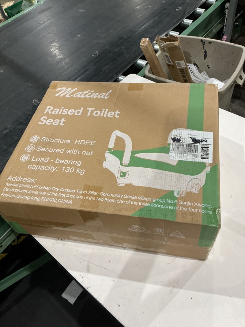 Condition photo showing New/Like New for 5" raised toilet seat with removable padded handles, toilet seat riser fit for seniors, elevated toilet seat & durable construction & secure locking