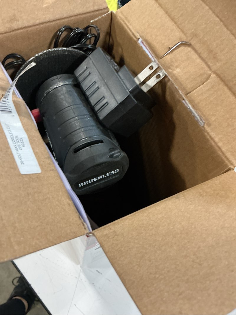 Condition photo showing As Is for hyper tough 20v max brushless cordless cut-off tool with 1.5ah lithium-ion battery and charger
