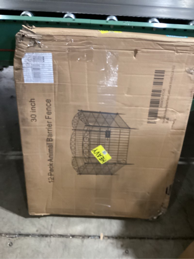 Condition photo showing New/Like New for garden fence 12 panel with gate - 30in h x 22.72 ft l, no dig rustproof metal tall animal barrier for dogs rabbits, decorative outdoor border for yard, patio, and flower beds