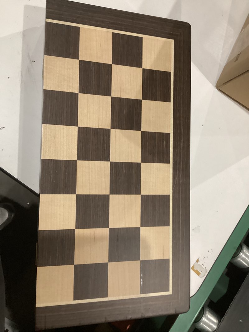 Condition photo showing New/Like New for Luxury Large Metal & Acrylic Chess Set with Wooden Chess Board (17”) – Weighted Chess Pieces with 3.5” King, Foldable Tournament Chess Set for Adults & Kids, Professional Chess Game Set