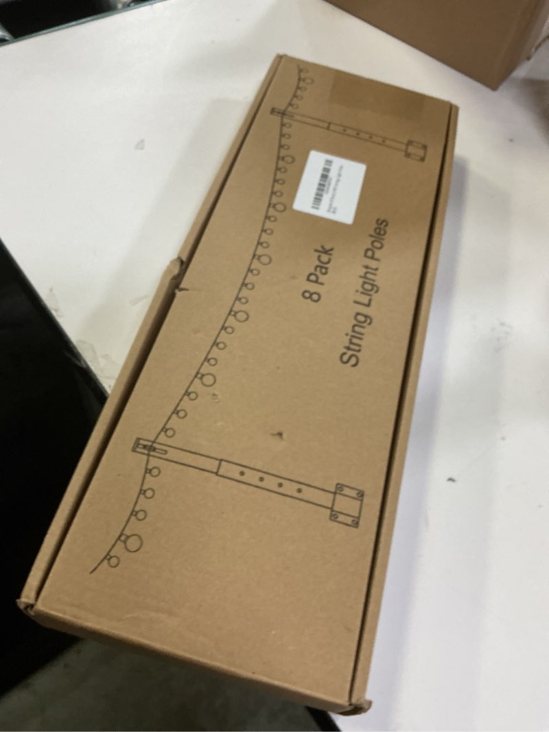 Condition photo showing New/Like New for Beizelte 8 Pack 2.8Ft Suspension Outdoor String Light Poles for Outside String Lights Hanging,with Clip and Holder,Light Post Mounting Stand for Patio Fence Wall Garden Backyard Deck