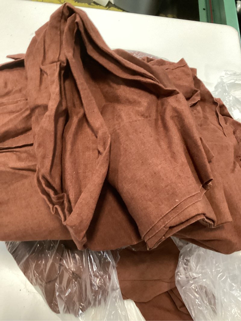 Condition photo showing As Is for european linen sheet set, cal king, bordeaux