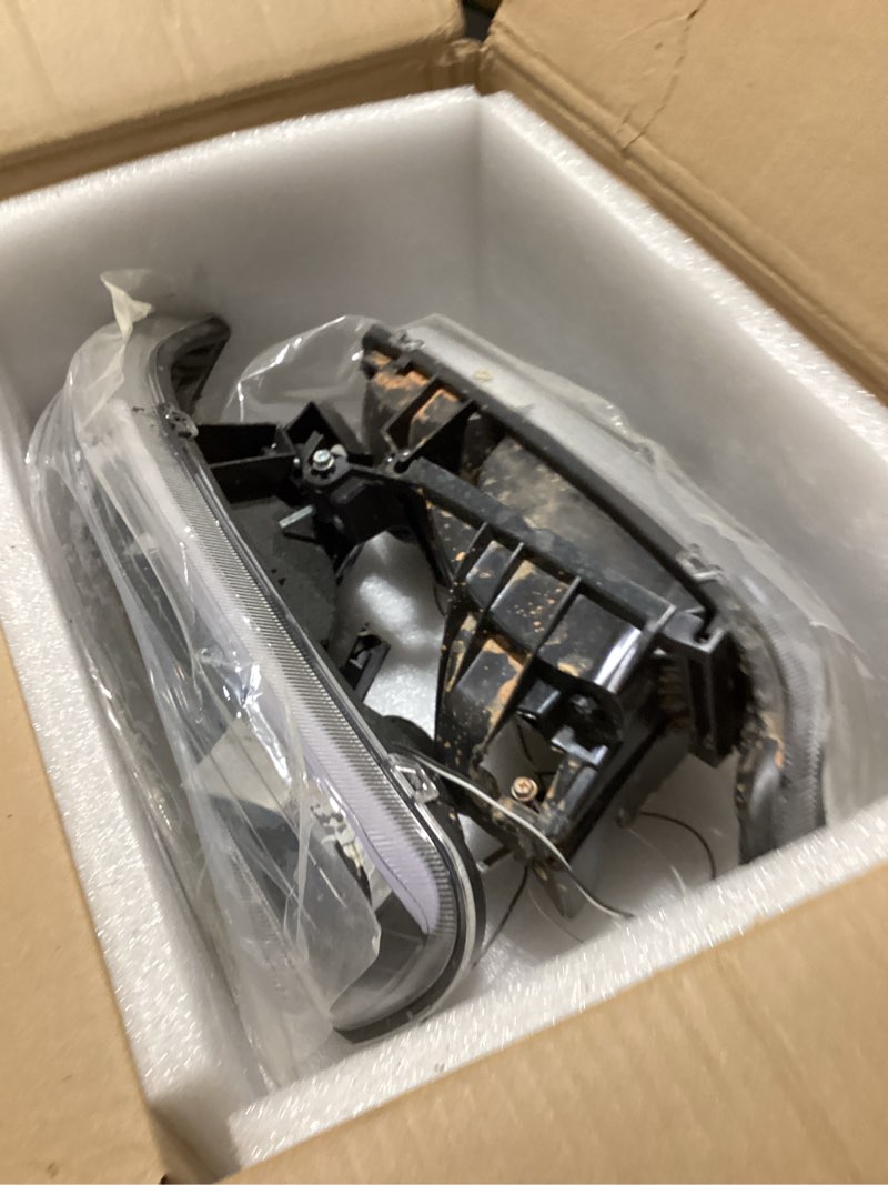 Condition photo showing As Is for led drl headlight assembly, headlights kit compatible with 1999-2002 chevy silverado 1500 2500/2001-2002 silverado 1500hd 2500hd 3500hd replacement headlamp black housing amber reflector black housing amber reflector(w/ led)