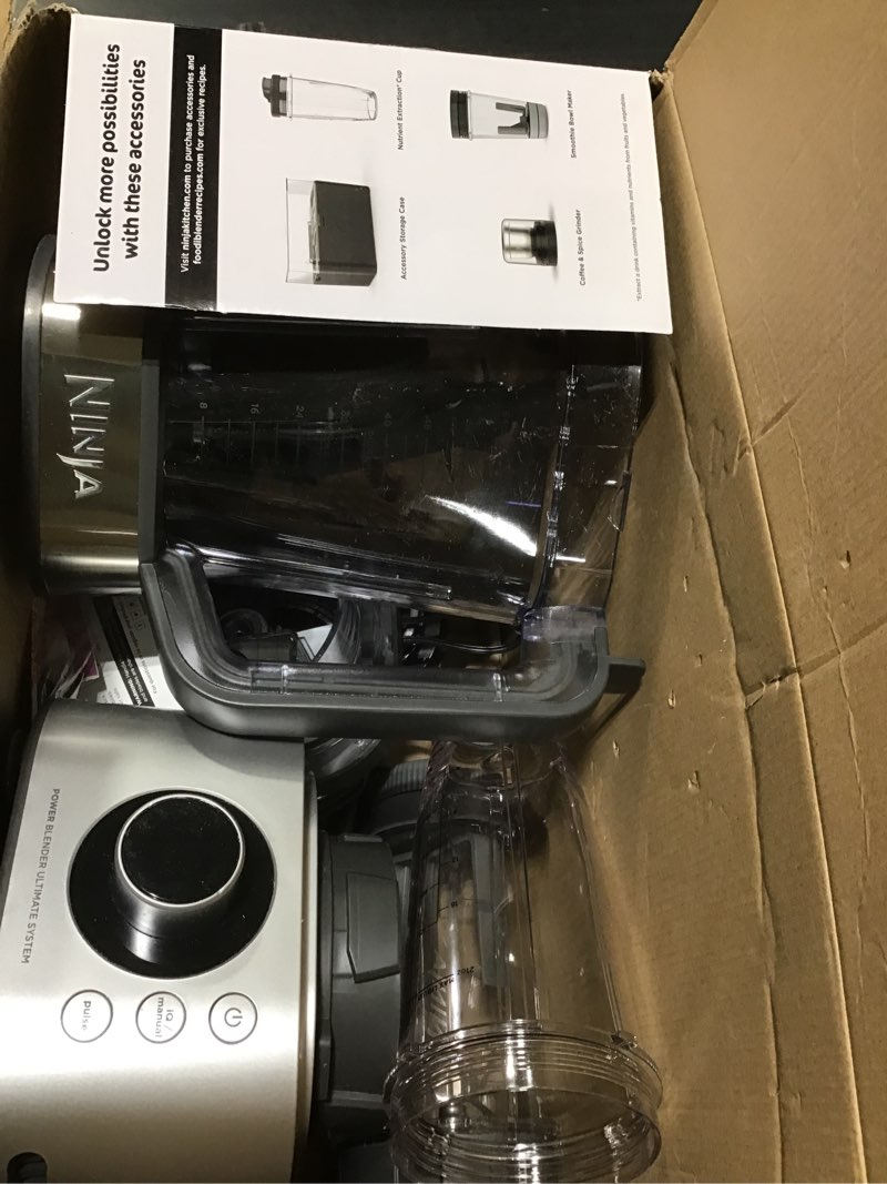 Condition photo showing As Is for Ninja Blender & Food Processor Combo, Foodi Power Blender System for Smoothies, Bowls, Spreads & Shakes, 6 Functions, 72-oz Pitcher, To-Go Cups, Silver, SS401 1600 Peak Watts