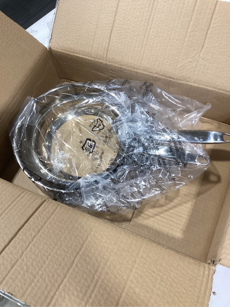 Condition photo showing Good Condition for amazon basics 2-piece oven safe, riveted handle stainless steel induction frying pan set - silver, 8-inch & 10-inch