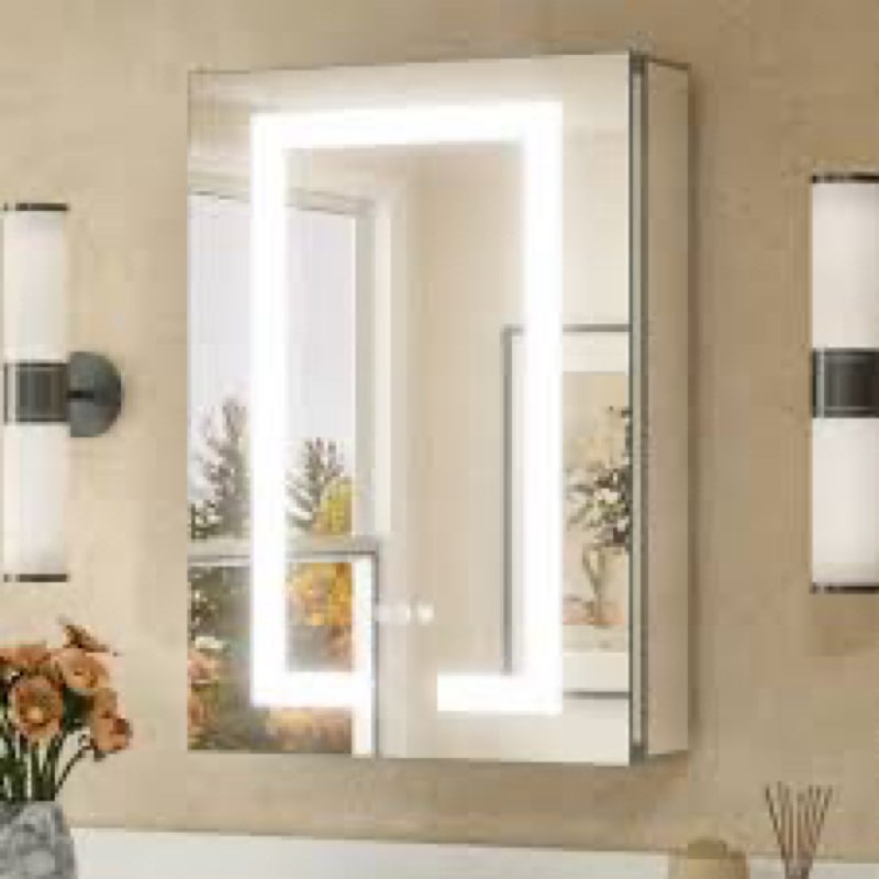 TETOTE 24 x 30 White Led Lighted Medicine Cabinet Mirror with 3-Color Lights, Wall Mount or Recessed