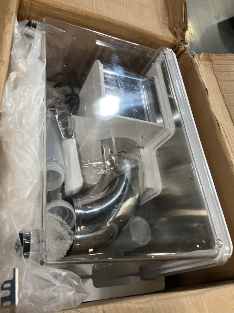 Condition photo showing As Is for vevor 110v commercial ice crusher 661lbs/h, etl approved 300w electric snow cone machine with dual blades, stainless steel shaved ice machine with safety on/off switch for family, restaurants, bars white