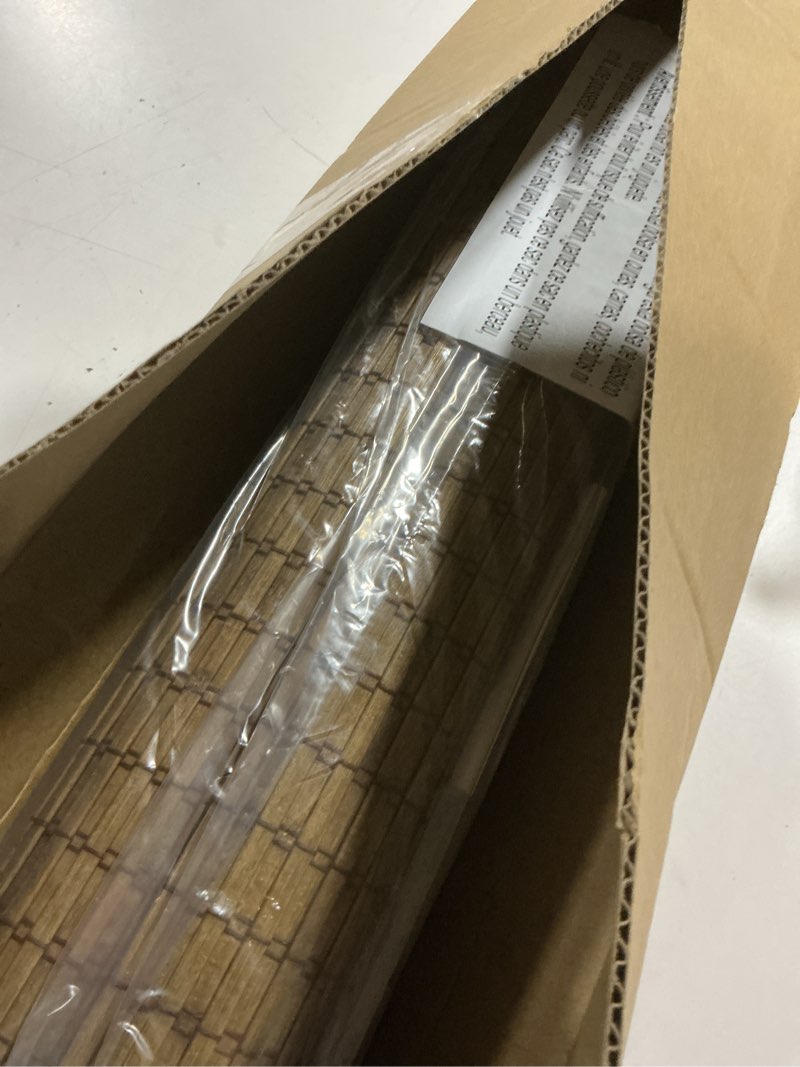 Condition photo showing Good Condition for cordless bamboo roman shades for windows, blinds size (28.5" w ×64" h) colour (highfield teak) highfield teak 28.5" w × 64" h
