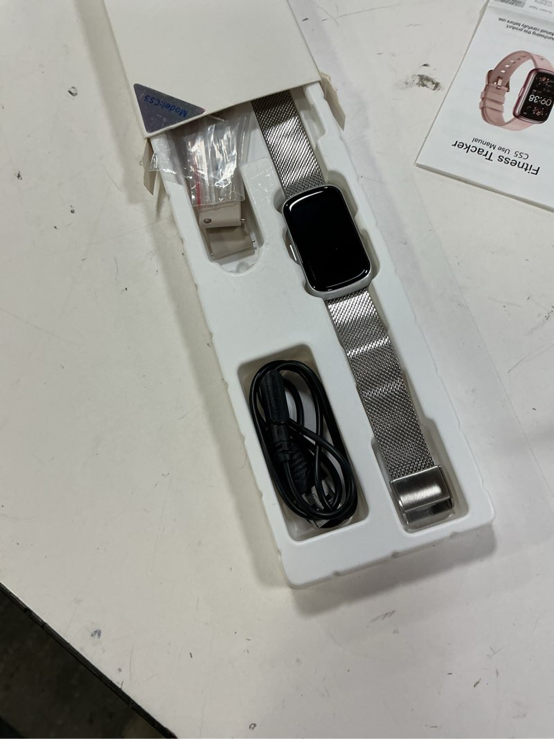 Condition photo showing Good Condition for slim fitness tracker, smart watches for men/women with heart rate/blood oxygen/sleep monitor, ip68 waterproof activity trackers and smart watch for phones with step tracker, pedometer for women men silver