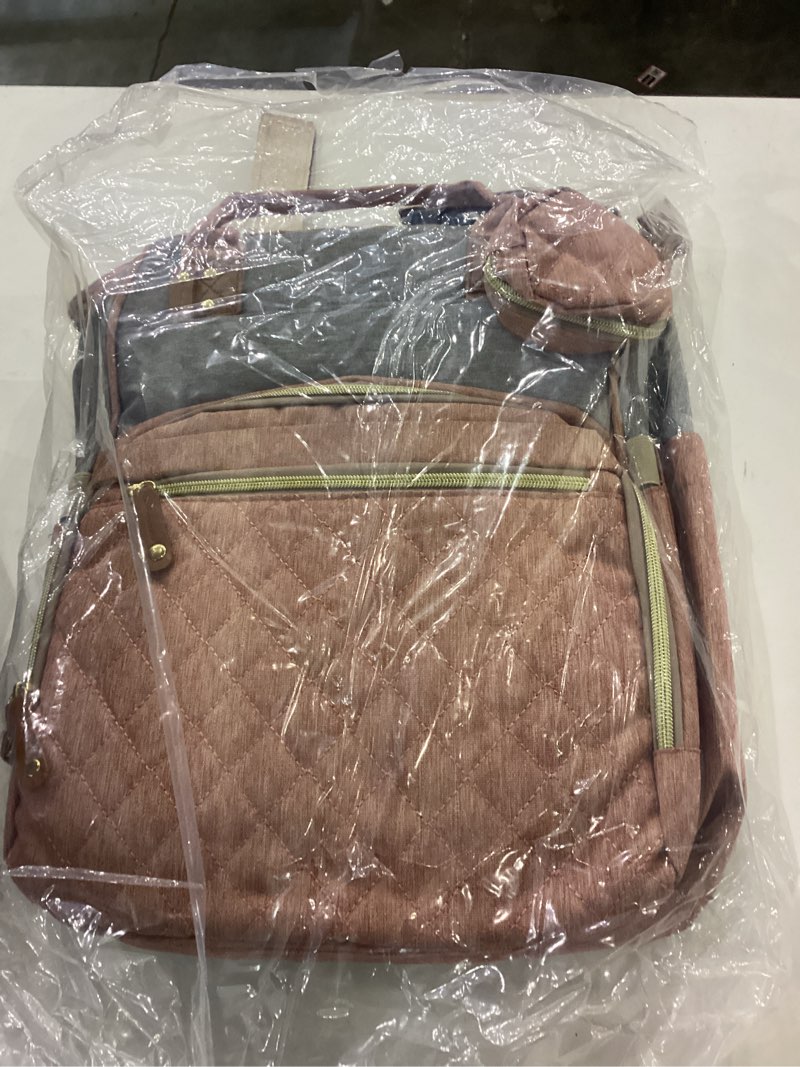 Condition photo showing Good Condition for Diaper Bag with Changing Station, Waterproof 3 in 1 Baby Diaper Backpack with Foldable Changing Pad, Pink-Grey Pink Grey