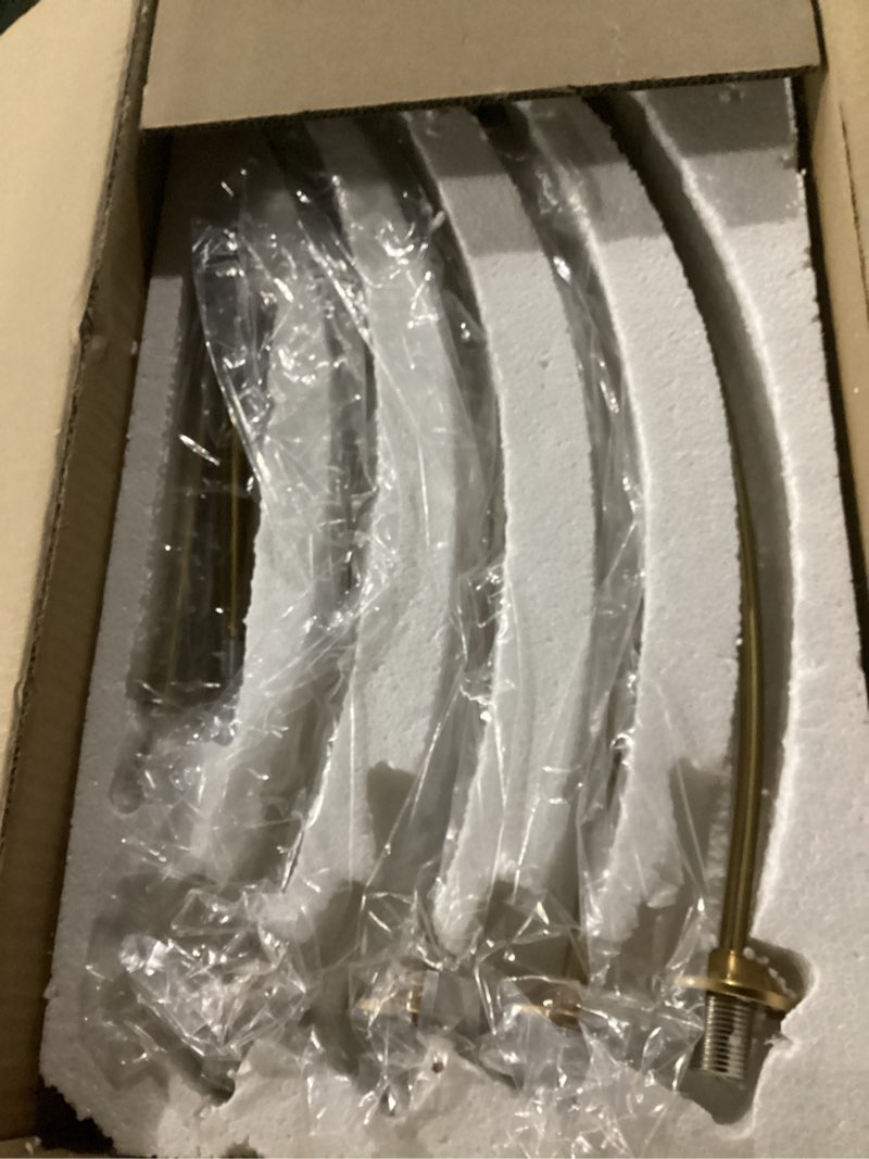 Condition photo showing As Is for Gold Modern Chandelier 5-Light Glass Globe Ceiling Light Fixtures Mid Century Modern Sputnik Chandelier for Dining Room Kitchen Island Bedroom Living Room Gold+Milk Glass 5 Light