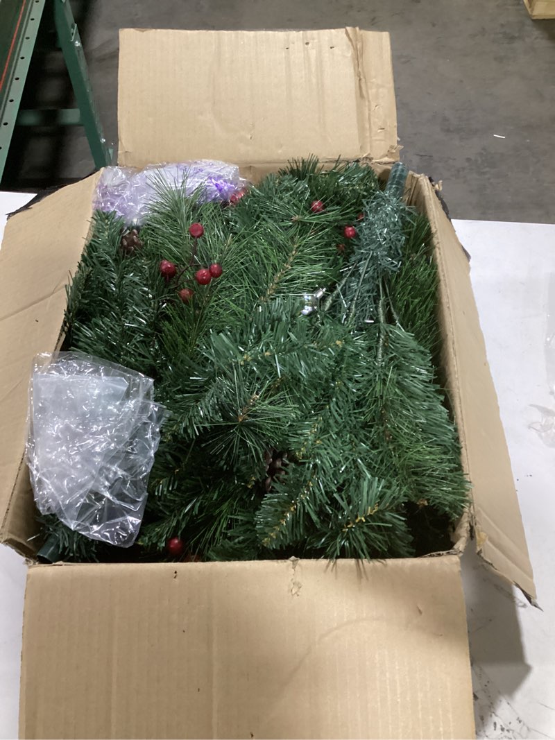 Condition photo showing As Is for 4FT Christmas Tree – Artificial Xmas Tree 269 Tips (Pine, PVC), with 9 Decorative Balls and Led Lights Included for Holiday Home Decor Indoor, Easy Assembly for Office, Decoration Green 4FT