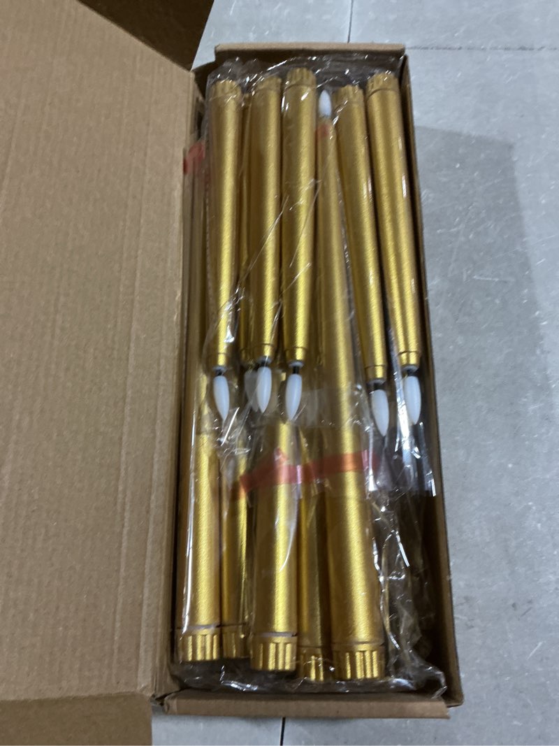 Condition photo showing Good Condition for 24 pcs flameless led taper candles battery operated candles 8.58'', 9.69'', 10.98'', 12.91'', 12.8'' flameless candlesticks flickering for halloween christmas church wedding(golden)