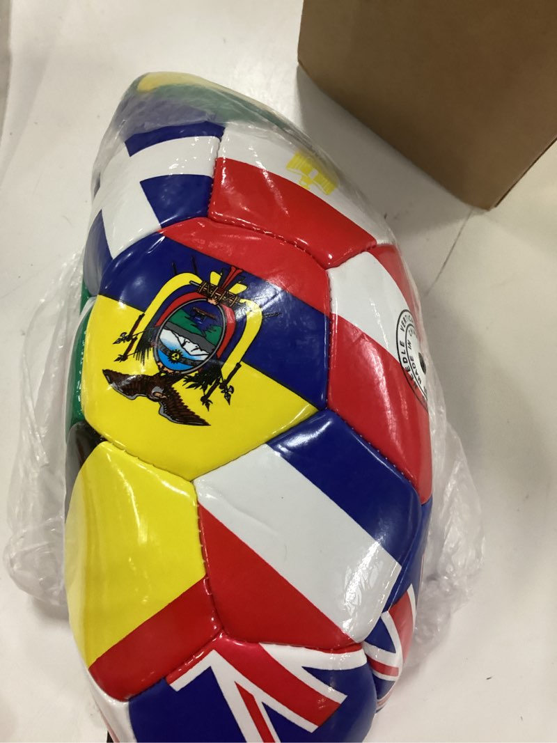 Condition photo showing Good Condition for tellingyou world flag soccer ball country flags training ball 2026 international multi country design with pump needle and storage bag for team practice club games soccer fan gifts size 5 6