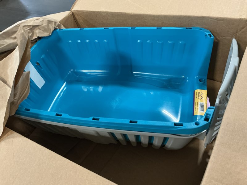 Condition photo showing Good Condition for midwest homes for pets spree travel carrier - hard-sided dog & cat carrier, small pet travel crate with handle, ventilated design, durable plastic door, easy assembly, 19-inch, blue blue 19 inch