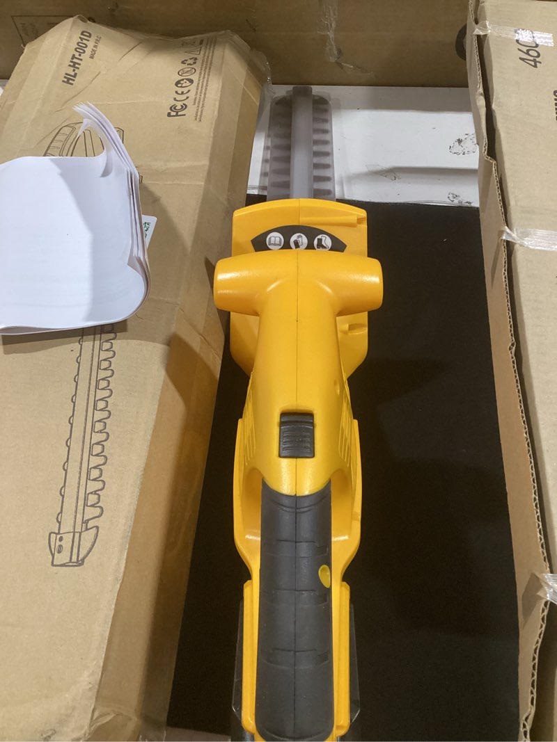Condition photo showing Good Condition for houselife cordless hedge trimmer compatible with dewalt 20v max battery(tool only), 18'' electric hedge trimmers cordless, lightweight battery powered bush trimmer for yard, garden yellow