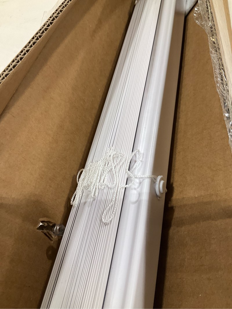 Condition photo showing As Is for blinds for indoor windows 1" vinyl l-shaped slats cordless mini blinds for home, 30" w × 36" h - white white 30" w × 36" h