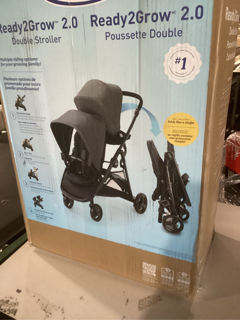 Condition photo showing New/Like New for graco ready2grow lx 2.0 double stroller features bench seat and standing platform options, clark