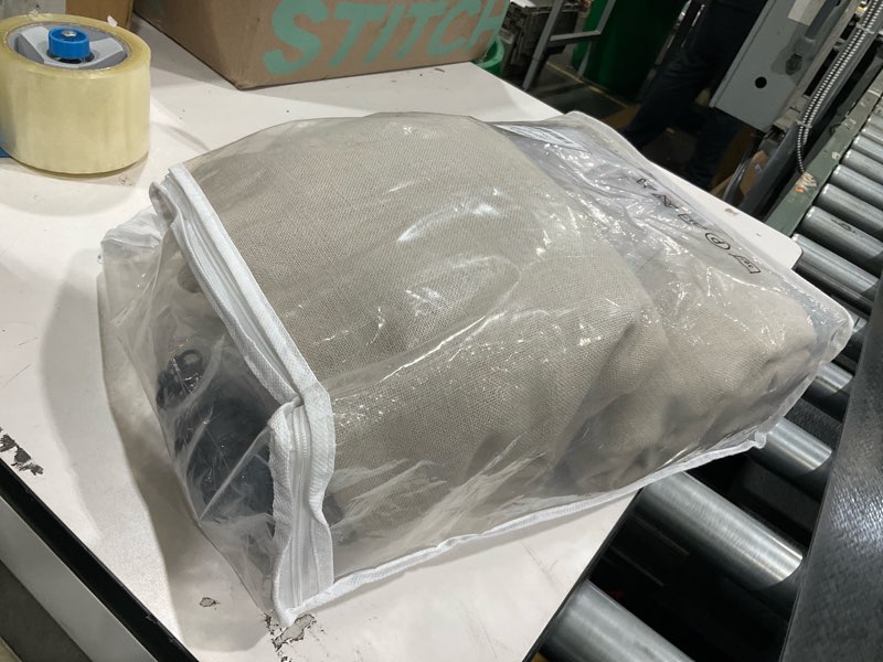 Condition photo showing Good Condition for 90 Inch Pinch Pleated Curtains for Living Room 2 Panels Rustic Farmhouse Greige Thick Linen Textured Light Filtering Pinch Pleat Drapes Back Tab Semi Sheer Window Curtain 90 Inch Long Greyish Beige 40"W x 90"L (Pack of 2)