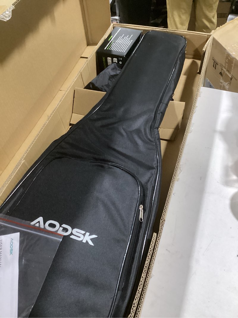 Condition photo showing As Is for AODSK Electric Guitar with Amp Beginner Kit 39 Inch Solid Body Full Size,All Accessories,Digital Tuner,Six Strings,Four Picks,Tremolo Bar,Strap,Gig Bag,Starter kit (Black-SSS)