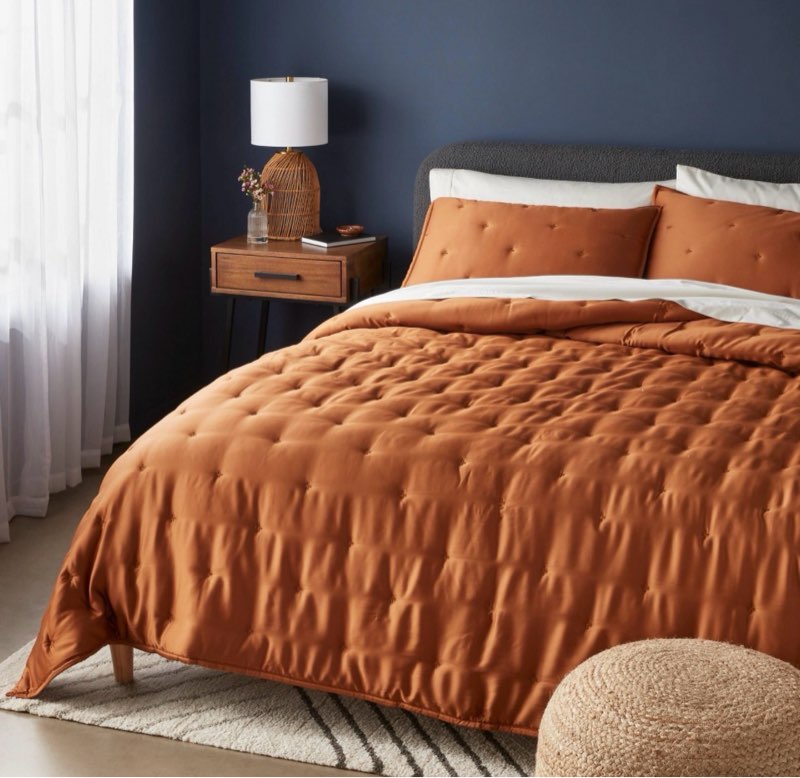 3pc King TENCEL™ Comforter and Sham Set Copper - Threshold™: Satin Weave, 320 Thread Count, Cooling Bedding Set