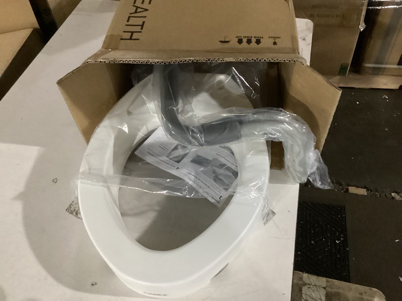 Condition photo showing Good Condition for carex 3.5 inch raised toilet seat with arms, elongated toilet seat riser, up to 250 lbs capacity, elevating & raising seat for elderly & handicap, universal, slip-resistant with padded handles, white