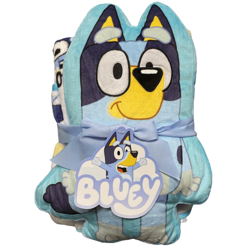 bluey, bingo soft velboa character large pillow and fleece blanket set 40" x 50"