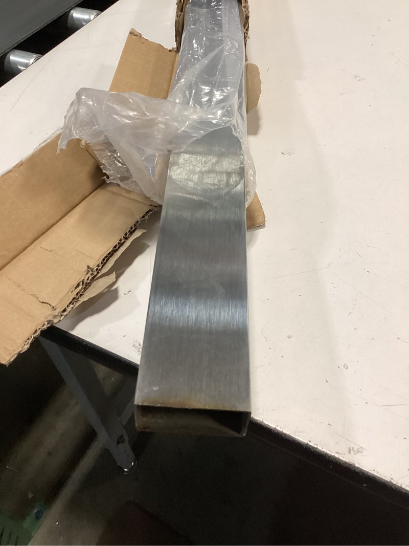 Condition photo showing As Is for Muzata 5Ft Pre-drilled Stair Handrail 1"x2" Rectangular Brushed Wall Mounted Handrail Stainless Steel Safety Hand Rail Indoor Outdoor Stair Hand Railing Wood Concrete Brick Wall HK28 SL4 5ft-Brushed Modern