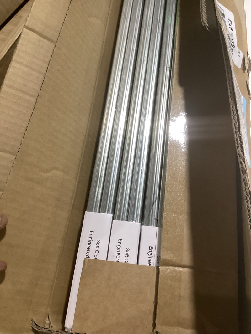 Condition photo showing As Is for 10 Pairs | Soft Close Drawer Slides 22 inch, HBL’ Heavy Duty Cabinet Drawer Slides Replacement - Ball Bearing Full Extension, 200 LB Capacity, Made of Cold-Rolled Steel, Rust-Resistant & Long-Lasting. 22" Drawer Slide 10 Pairs Silver