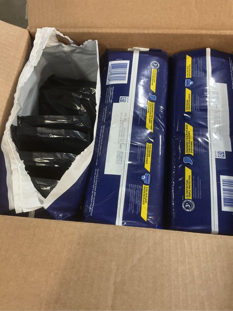 Condition photo showing As Is for tena men protective incontinence guards for men, maximum absorbency, 144 count (missing some)