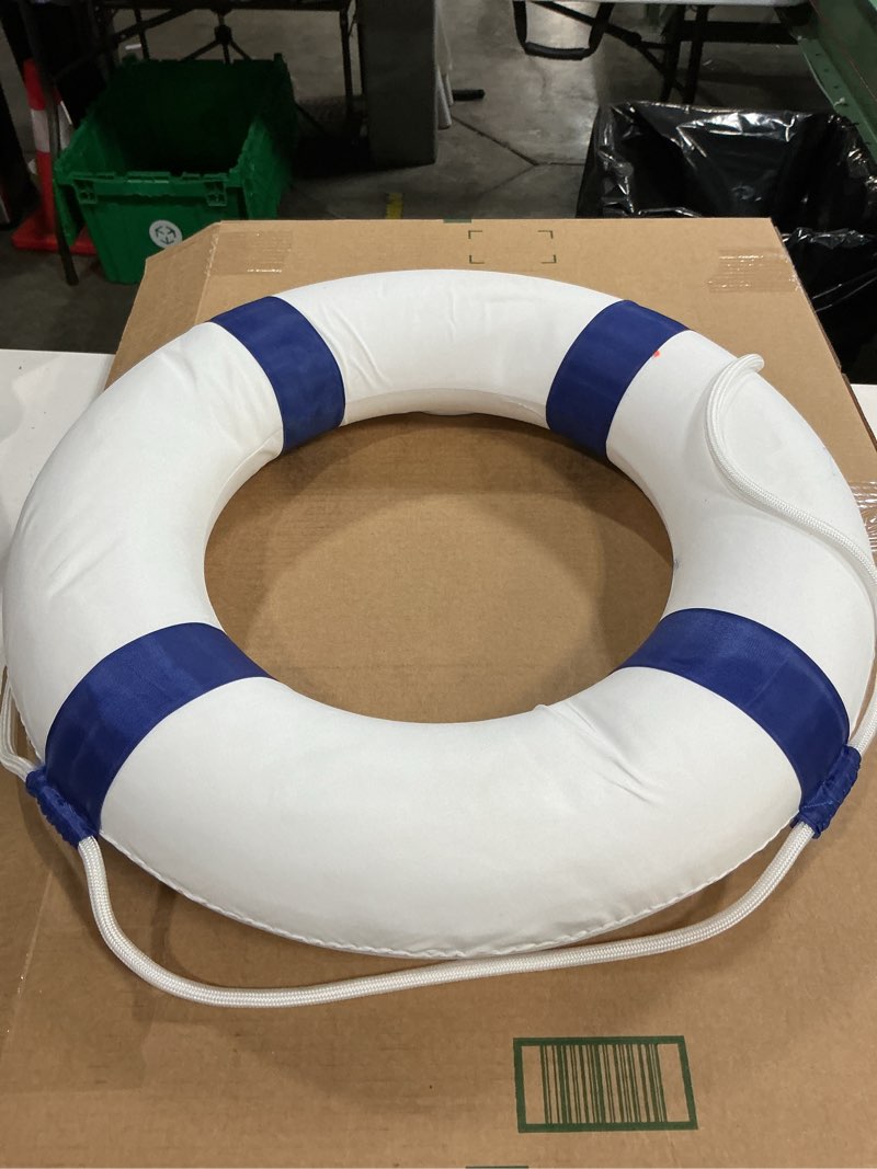 Condition photo showing Good Condition for 20 inch safety life preserver ring buoy for swimming, swim foam ring - pool safety throw rings, rescue lifeguard wall decoration blue