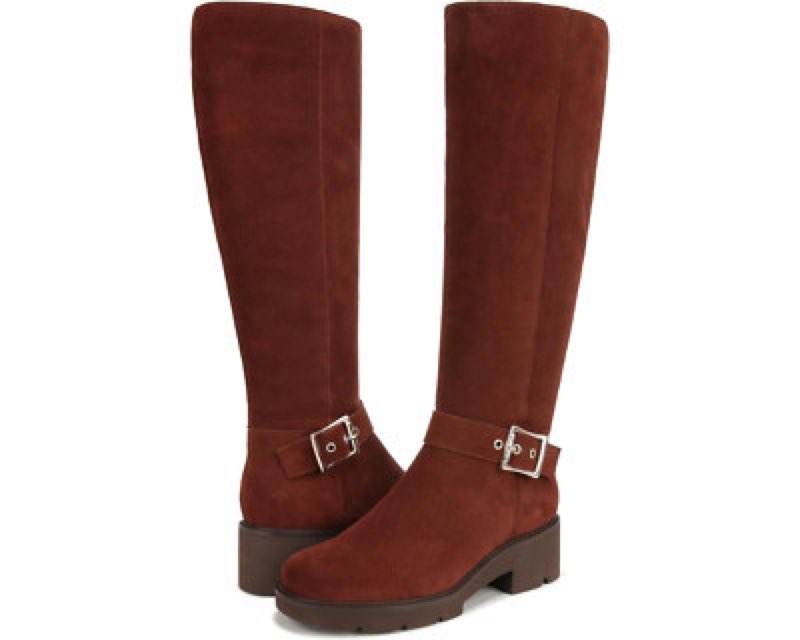 Naturalizer Womens Darry Tall Water Repellent Knee High Boot Cappuccino Brown Suede Wide Calf 7 W