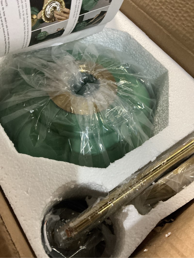 Condition photo showing New/Like New for mixl-modern milk glass ceiling pendant light,semi flush mount green glass ceiling light fixture,art deco hallway lighting fixture,antique gold pendant lamp for living room bedroom green 9.84 inch