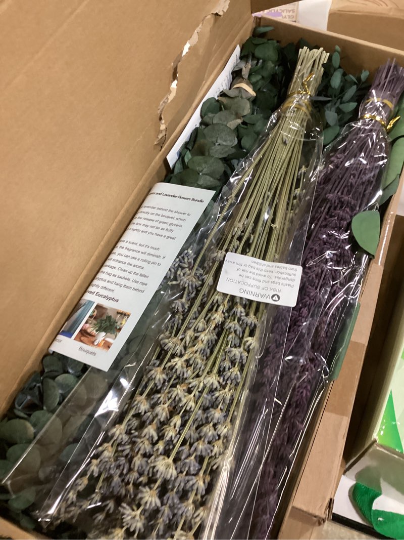 Condition photo showing New/Like New for 120+ Pcs Mixed Dried Eucalyptus & Lavender Flowers for Shower, Preserved Natural Eucalyptus Leaves for Wall Hanging, Plant Fragrance, Dried Florals for Vase Fillers, Wedding, Green Bathroom Decor