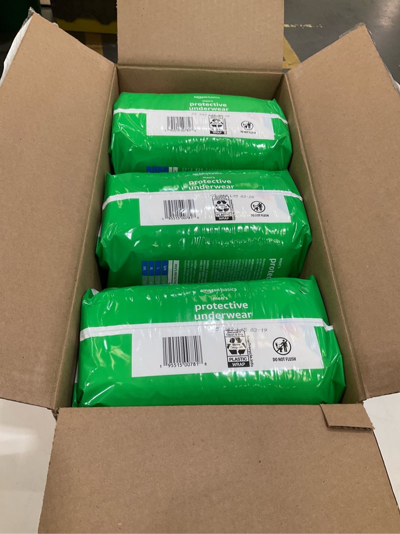 Condition photo showing New/Like New for amazon basics incontinence underwear for men, maximum absorbency, x-large, 48 count (3 packs of 16) x-large 48.0