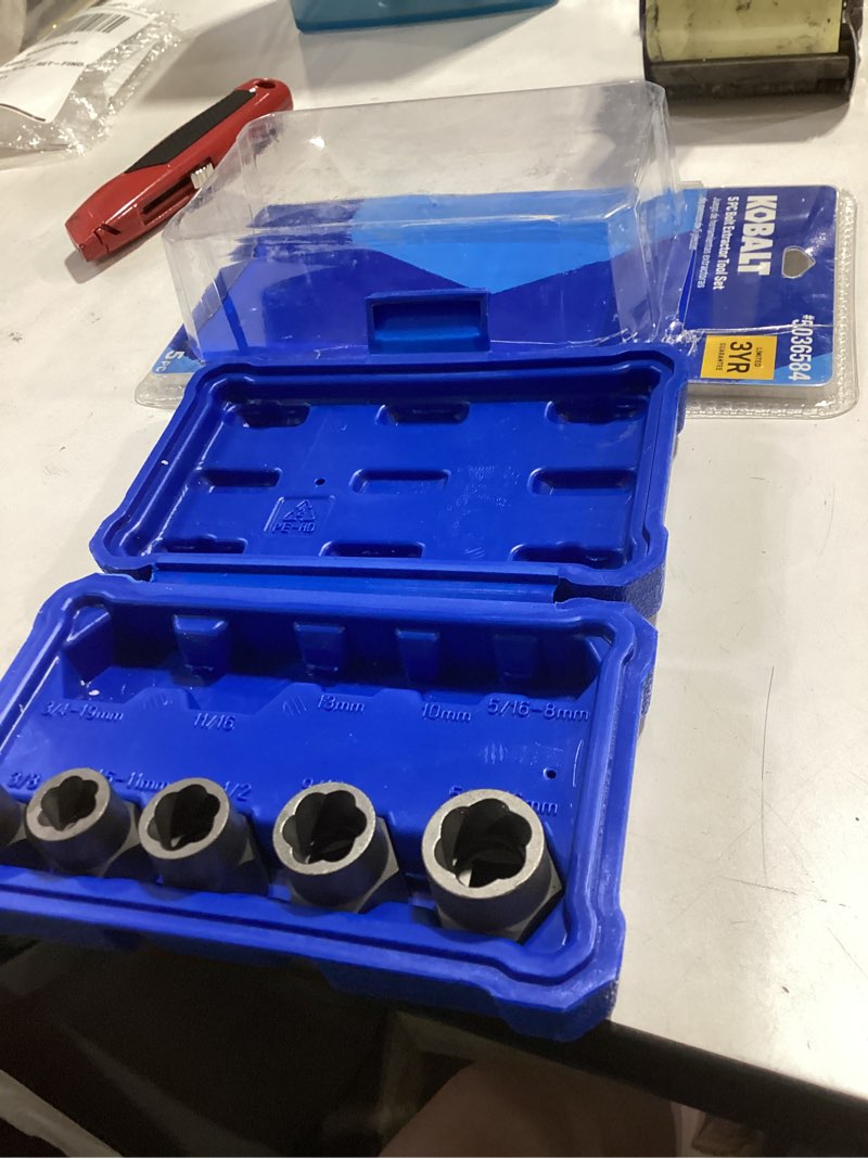 Condition photo showing Good Condition for kobalt 5 -pack metric and standard (sae) 3/8-in drive impact bolt extractor set