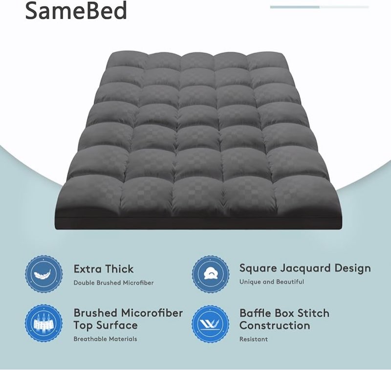 SameBed Mattress Topper King,Extra Thick Mattress Pad Cover for Back Pain,Cooling Mattress Protector