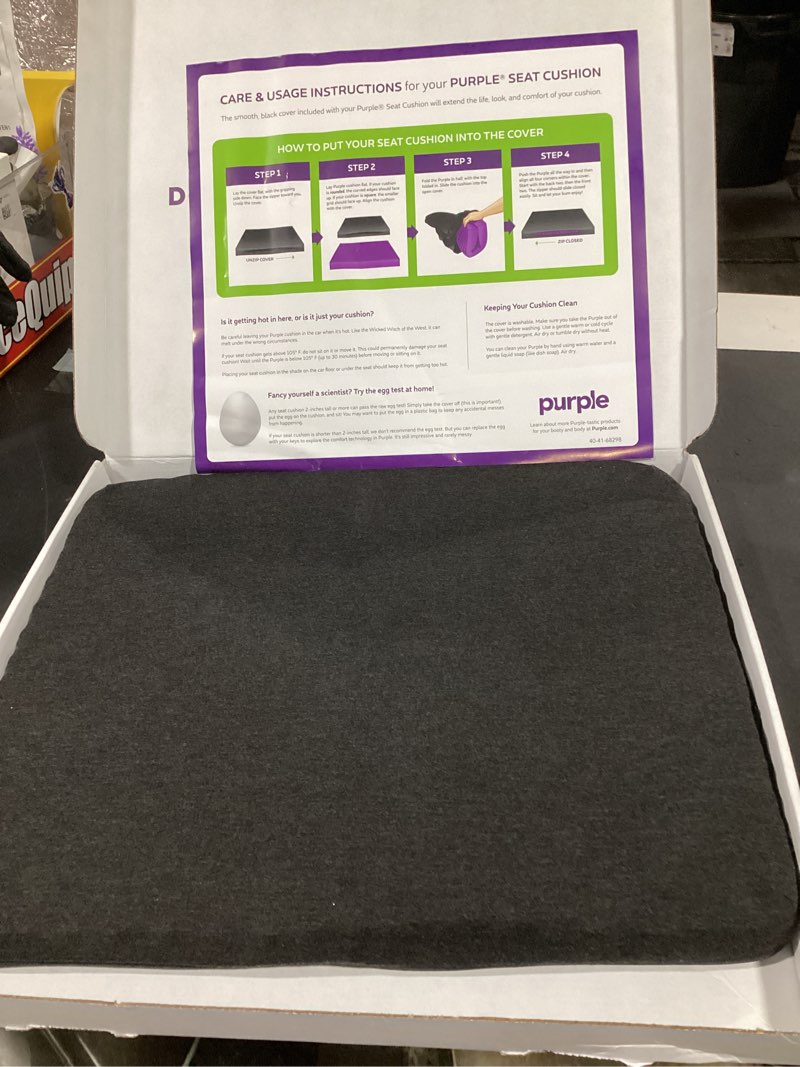 Condition photo showing Good Condition for purple ultimate seat cushion | pressure reducing grid designed for ultimate comfort | designed for gaming | made in the usa